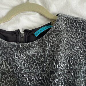 Alice + Olivia Grey Sequined and Velour Dress